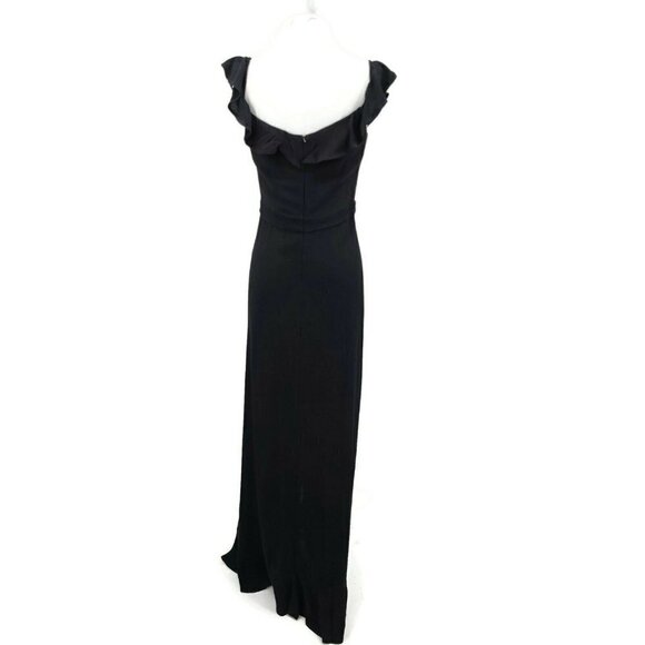 New Flynn Skye Monica Maxi Dress Womens Large Black Ruffle Off Shoulder - Picture 6 of 8